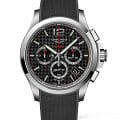 Longines Longines Conquest V.H.P. L3.717.4.66.9  L37174669 кварцевые мужские часы черный циферблат, браслет каучук — вид спереди
